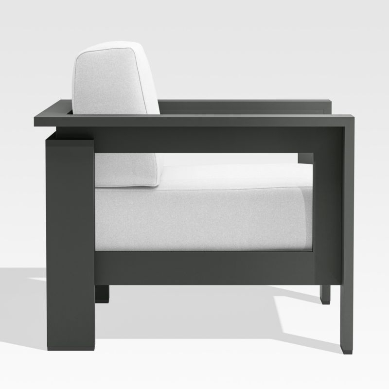 Walker Metal Outdoor Lounge Chair with Canvas White Sunbrella ® Cushions - Image 4
