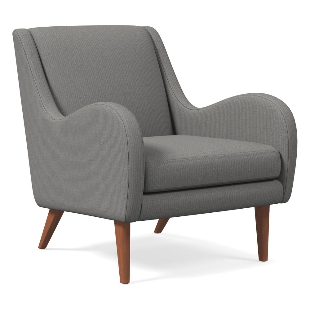 Sebastian Chair, Poly , Performance Washed Canvas, Storm Gray, Pecan - Image 0