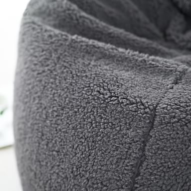 Sherpa Bean Bag Chair Cover + Insert, Large, Charcoal/Black - Image 1