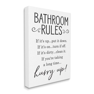 Minimal Bathroom Rules Sign Hurry Up Humor - Image 0