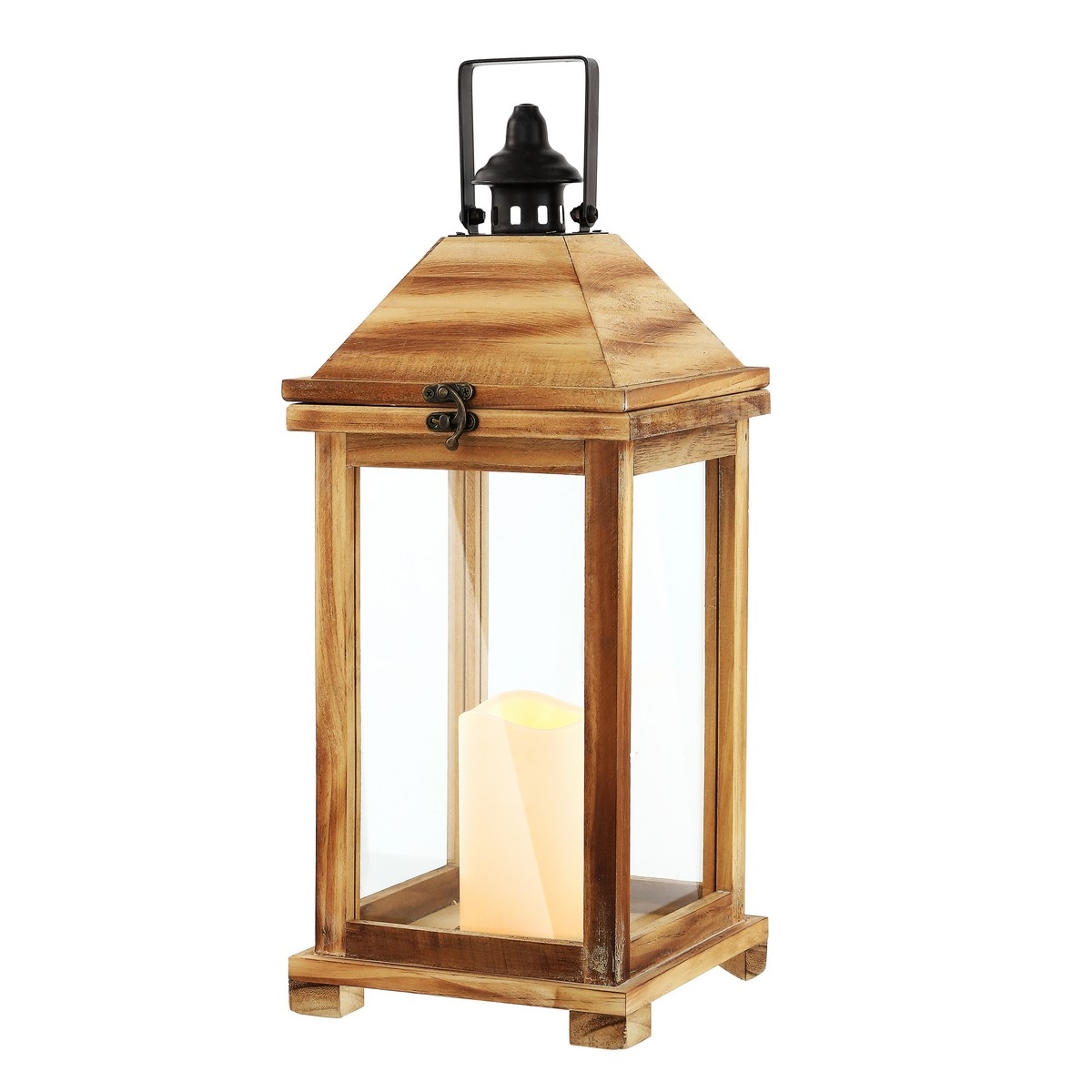 Elida 18.25" Outdoor Lantern - Light Brown - Safavieh - Image 3