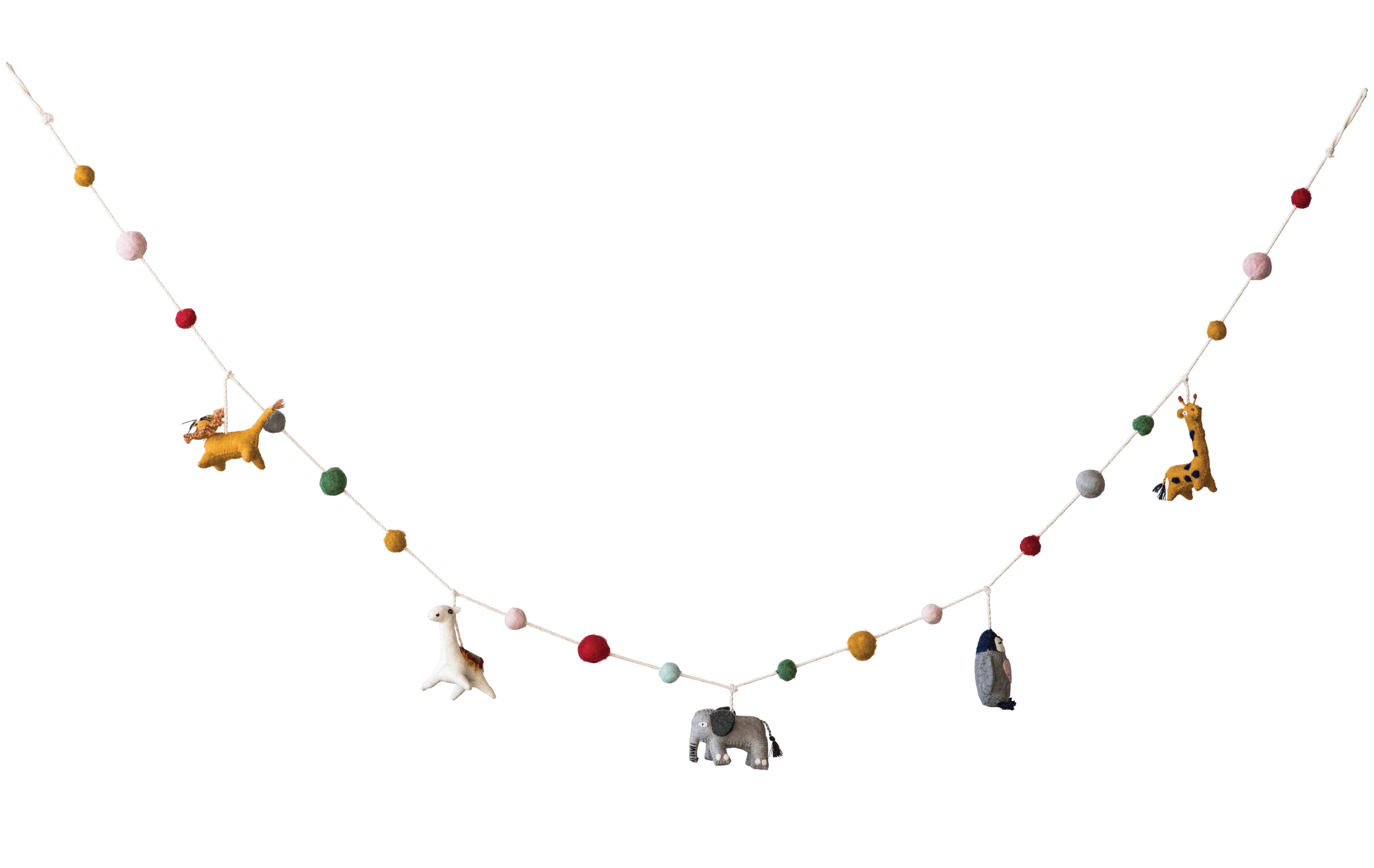 Multicolor Wool Felt Animal Shaped Garland - Image 0