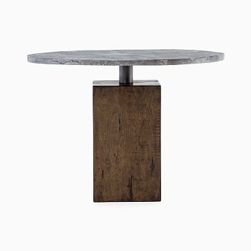 Reclaimed Wood Base Pedestal Dining Table, Round, 42" - Image 1
