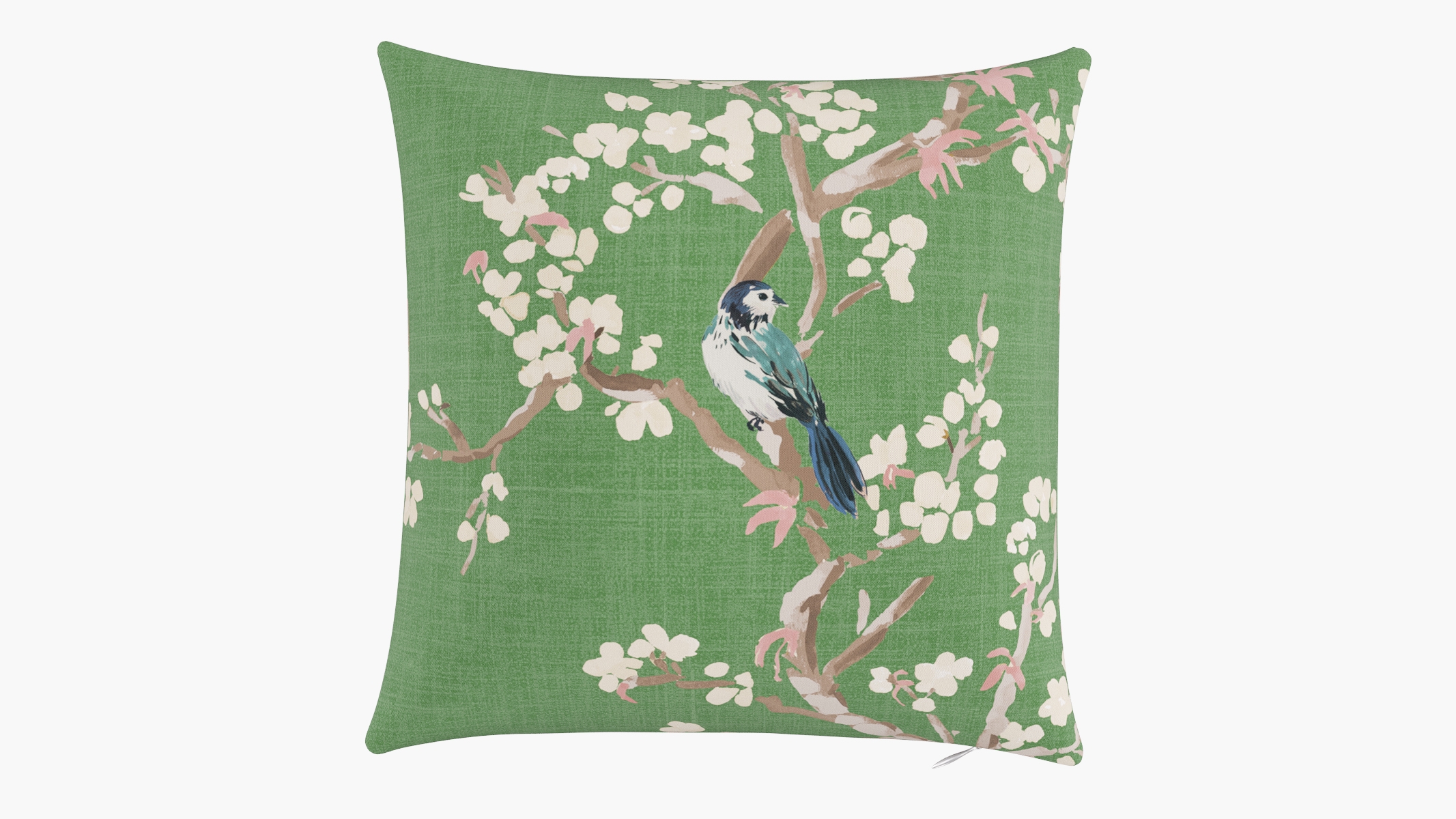 Outdoor 16" Throw Pillow, Jade Cherry Blossom, 16" x 16" - Image 0