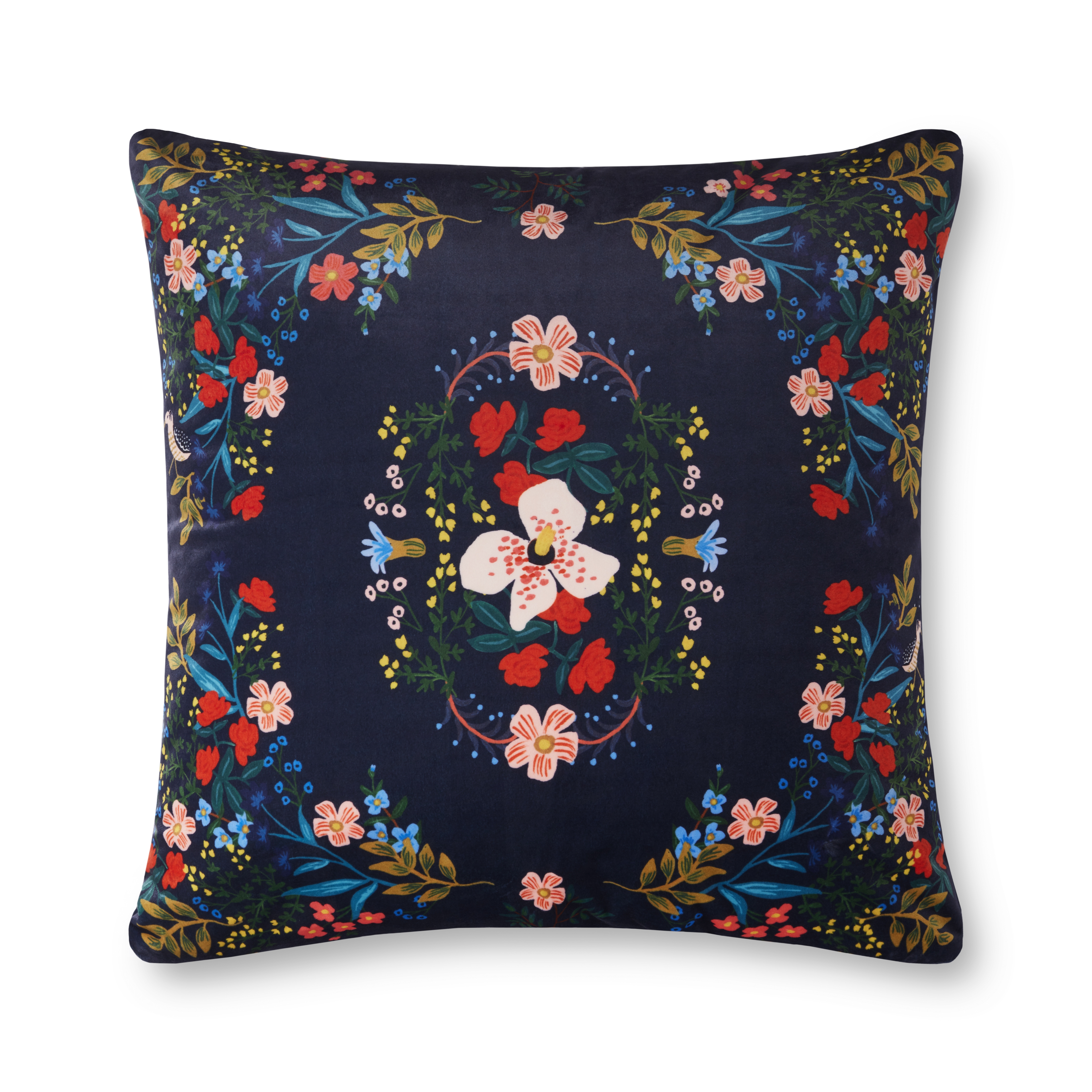 Rifle Paper Co. x Loloi PILLOWS P6058 NAVY / MULTI 22" x 22" Cover Only - Image 0