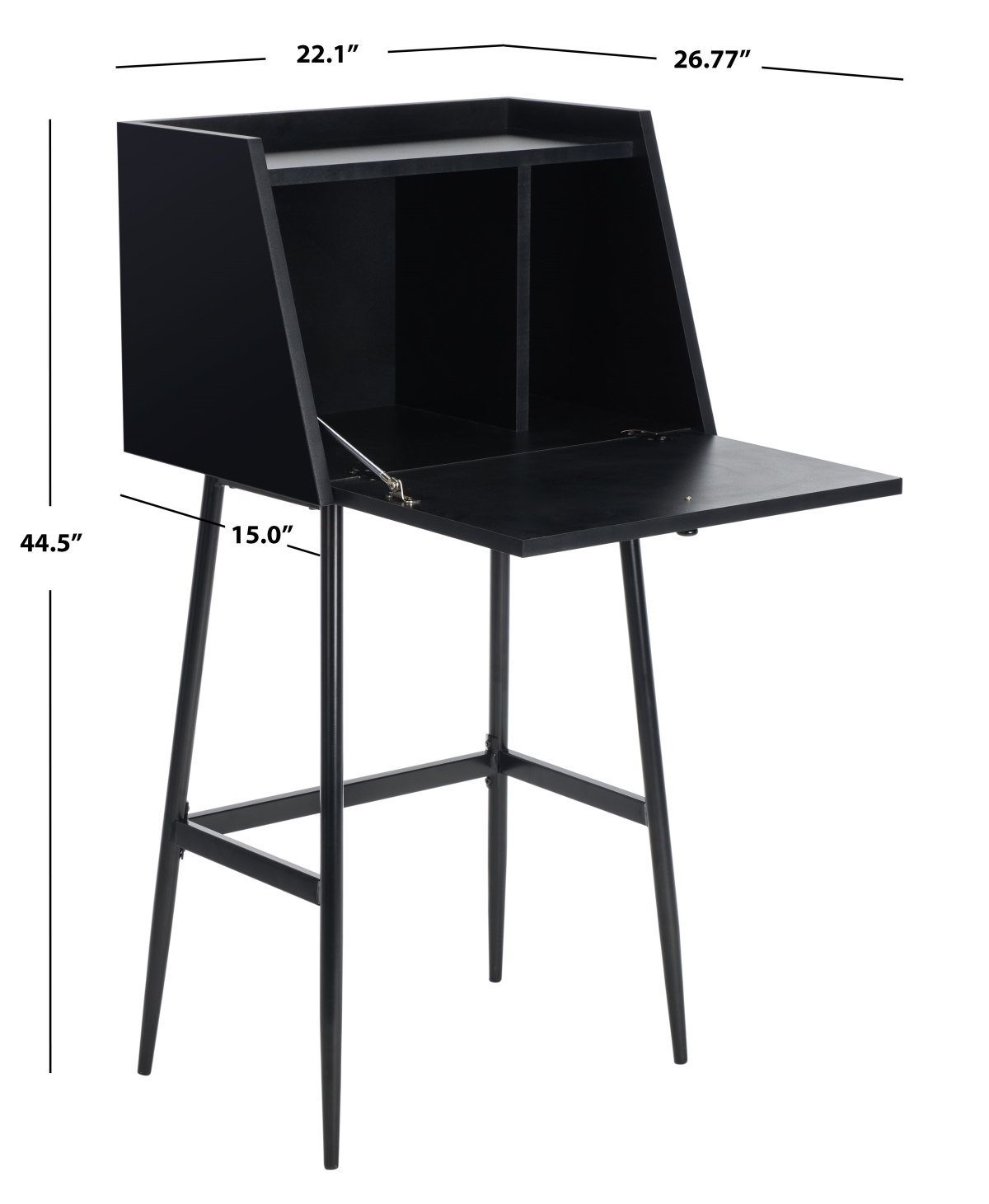 Xander Modern Secretary Desk - Black - Safavieh - Image 8