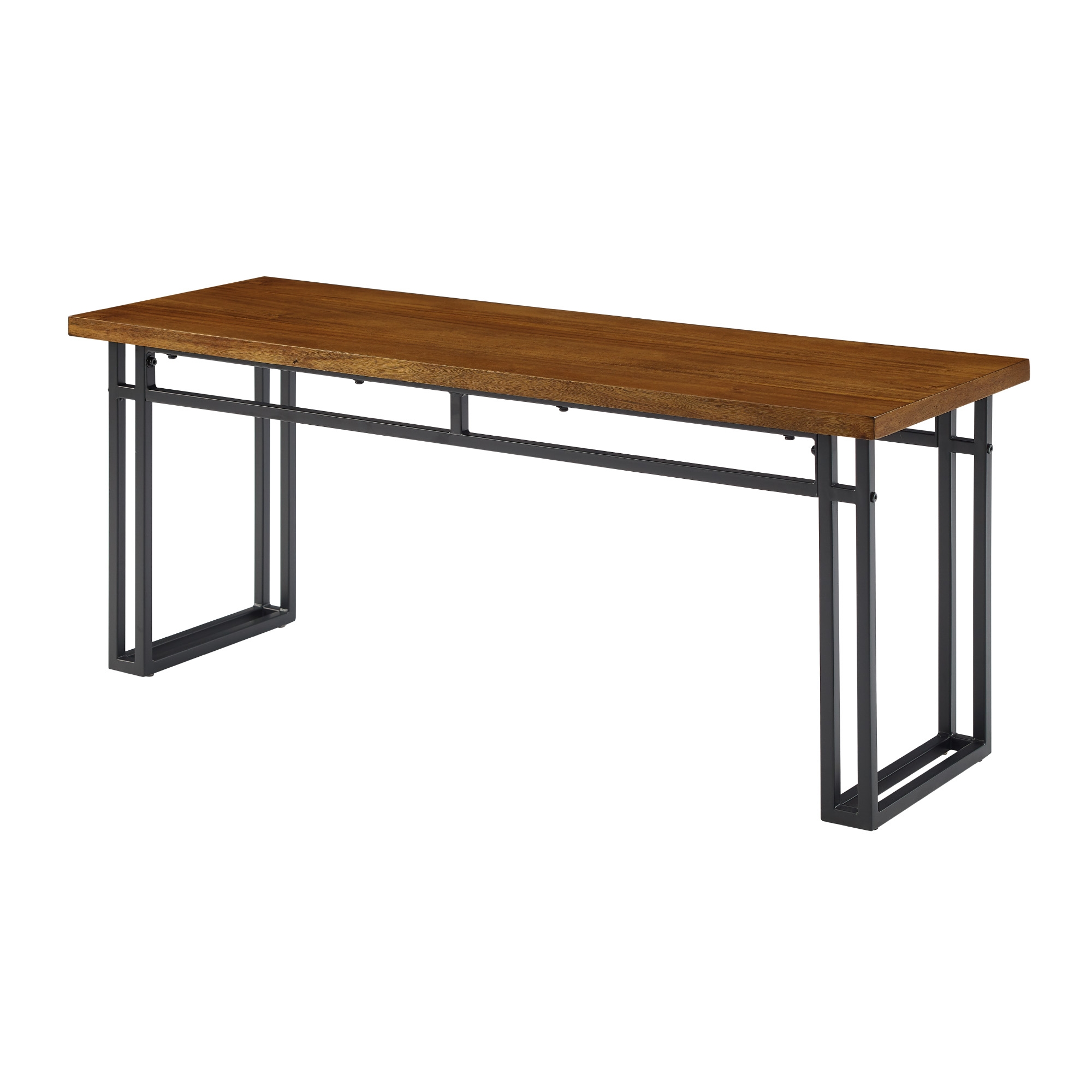 Contemporary Dual-Metal Leg Solid Wood Veneer Dining Bench – Walnut  - Image 2