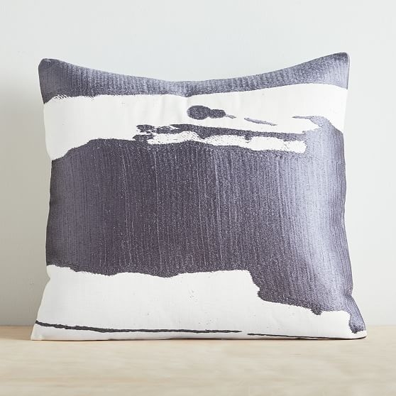 Ink Abstract Pillow Cover, 20"x20", Blue Iron - Image 0