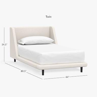 Mod Wingback Platform Upholstered Bed, Full, Chenille Washed Light Gray - Image 4