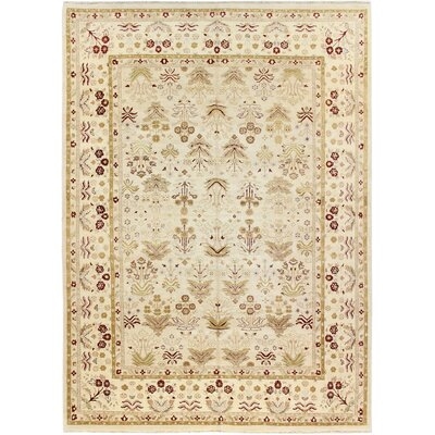 One-of-a-Kind Irish Hand-Knotted 2000s Agra Ivory 10'1" x 14'4" Wool Area Rug - Image 0