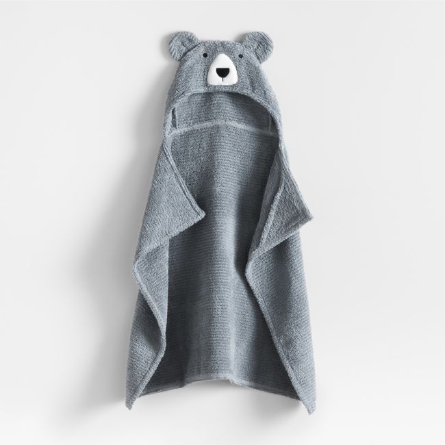 Bear Smoke Blue 100% Organic Cotton Hooded Baby Towell - Image 0