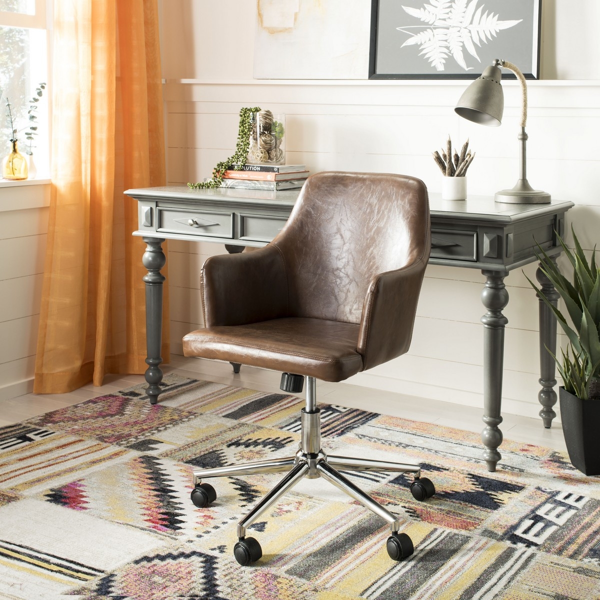 Cadence Swivel Office Chair - Brown/Chrome - Arlo Home - Image 2