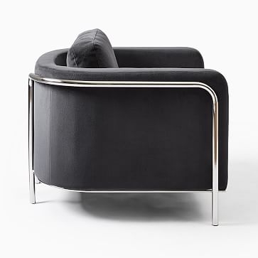 Nina Chair, Poly, Basket Slub, Pearl Gray, Polished Stainless Steel - Image 3