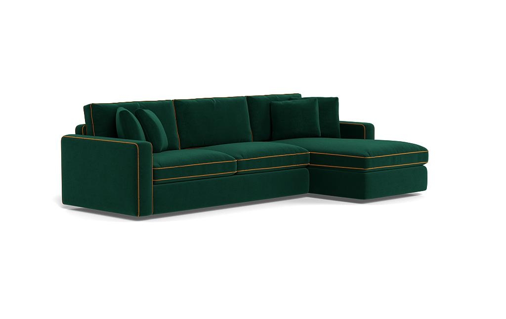 James 3-Seat Right Chaise Sleeper Sectional with Contrast Piping - Image 1