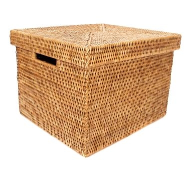 Tava Handwoven Rattan Letter File Box With Lid, Natural - Image 1