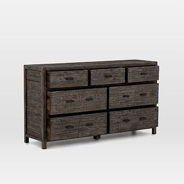 Modern Mixed Reclaimed Wood 7-Drawer Dresser, Black Olive - Image 1