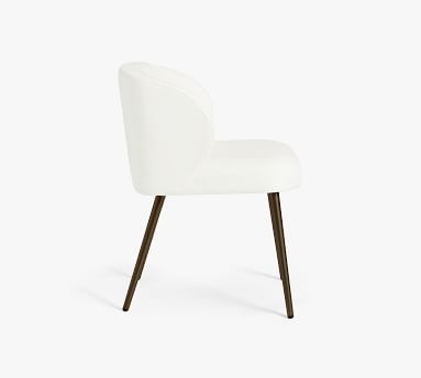 Wingback Upholstered Dining Side Chair, Bronze Leg, Basketweave Slub Ivory - Image 5