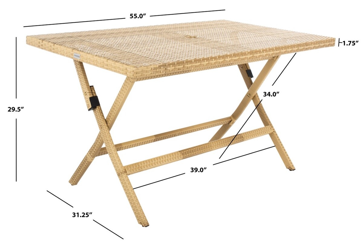 Akita Folding Table - Natural/White - Safavieh - Image 8