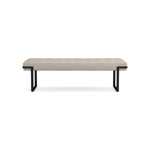 Mixed Material Bench, Standard Cushion, Chunky Linen, Natural, Bronze - Image 0