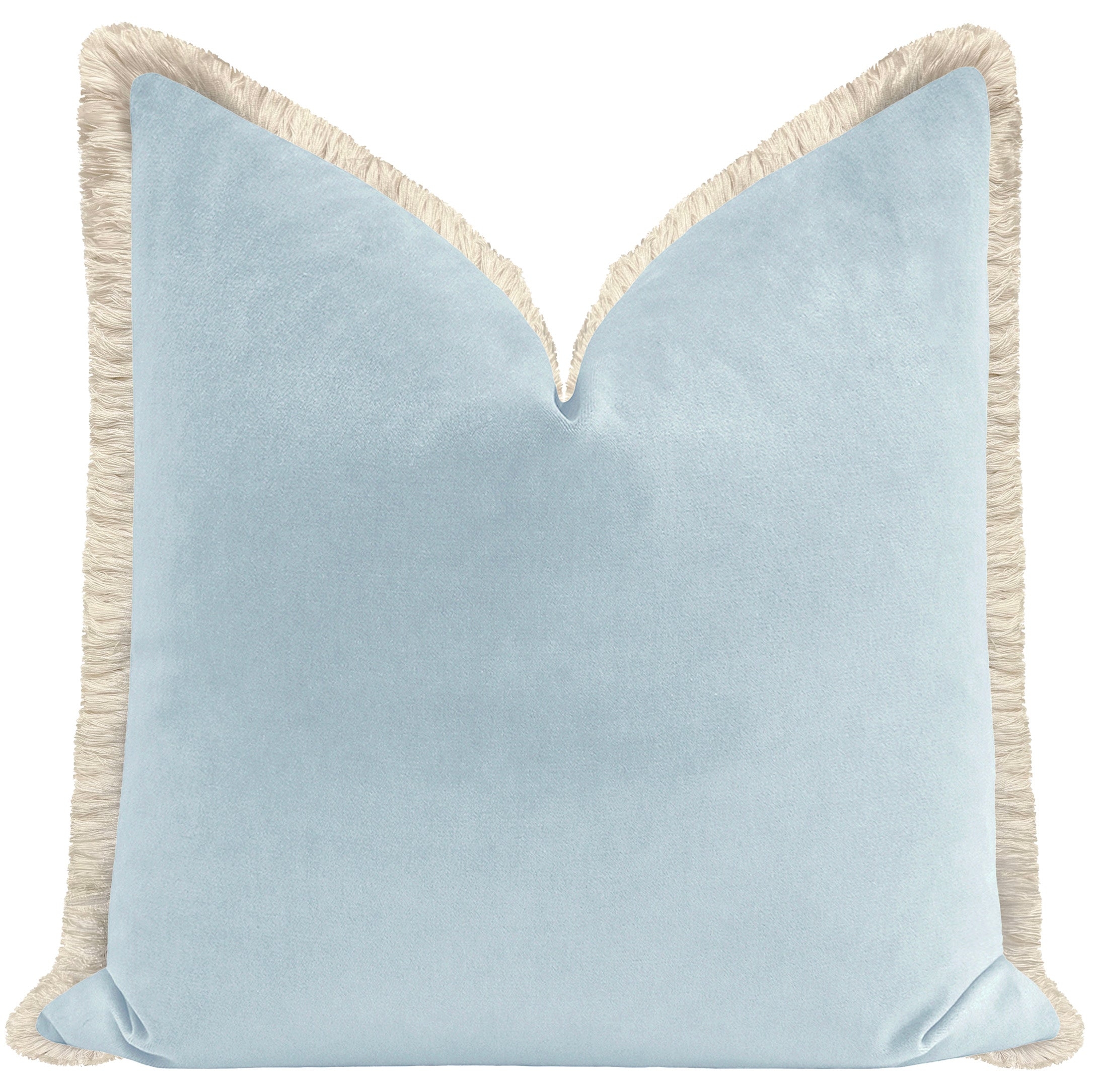 SOCIETY VELVET // SOFT BLUE + FRINGE - Sample 4" X 4" / Natural Fringe - Image 0