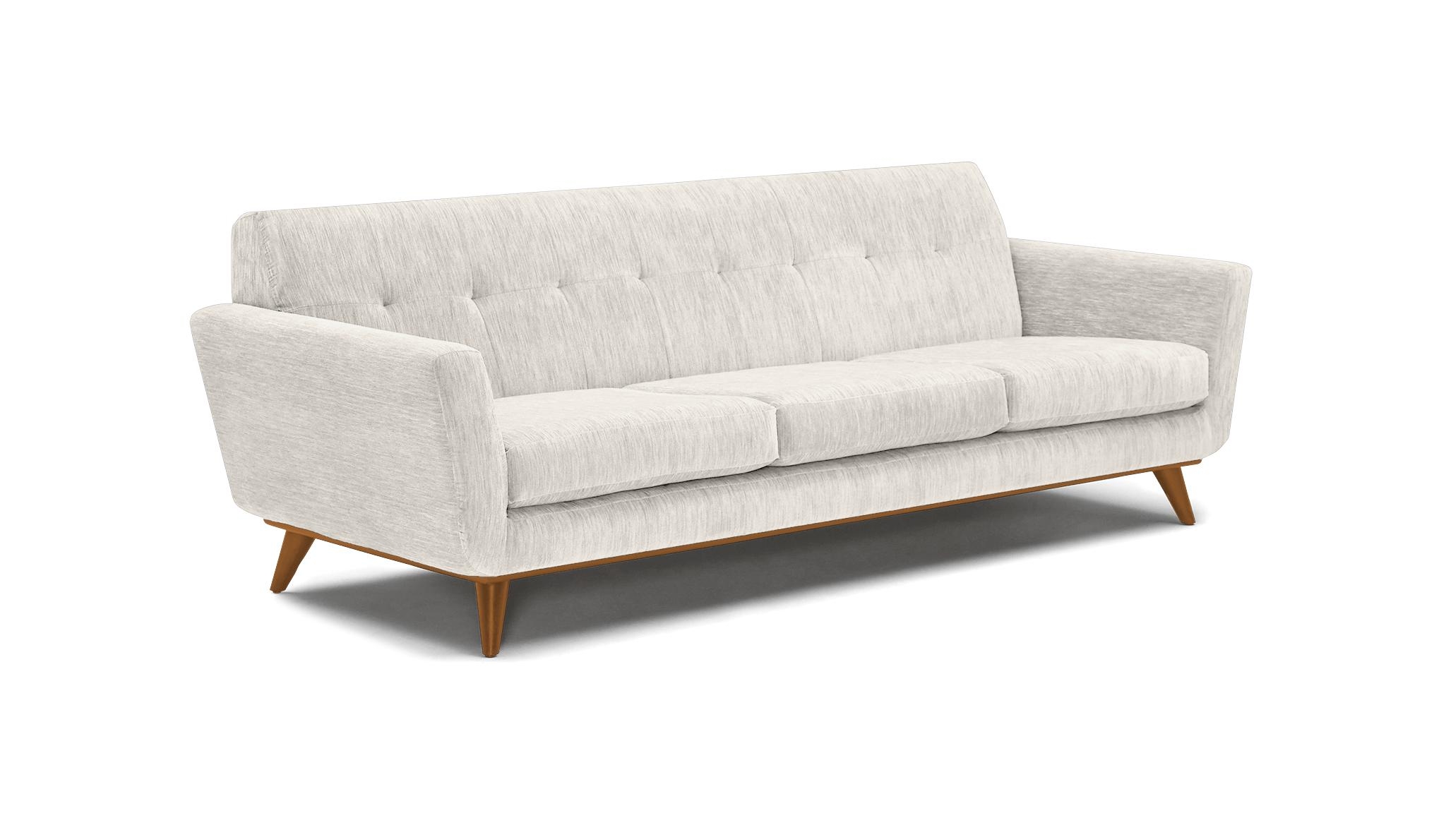 White Hughes Mid Century Modern Grand Sofa - Tussah Snow - Mocha - Image 1