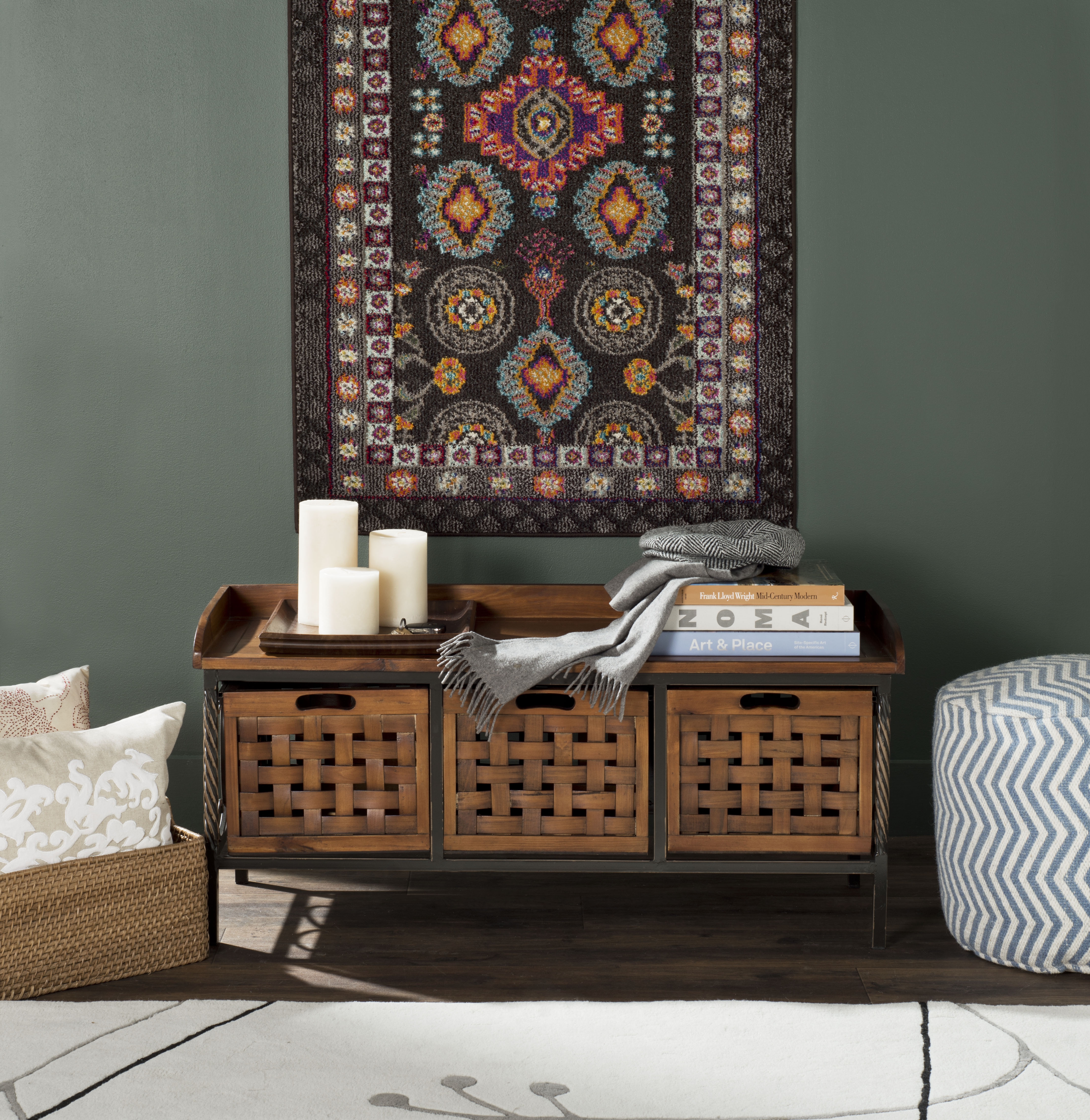 Isaac 3 Drawer Wooden Storage Bench - Filbert Brown - Safavieh - Image 3