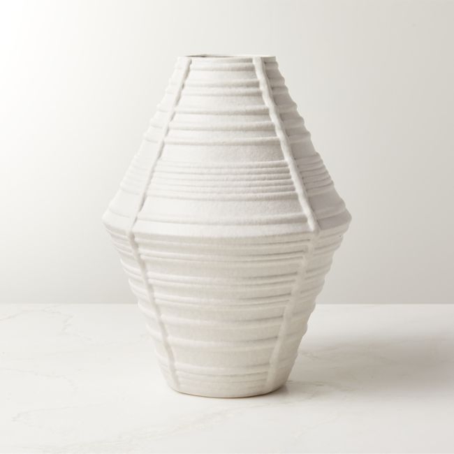 Sentra Textured White Vase - Image 0