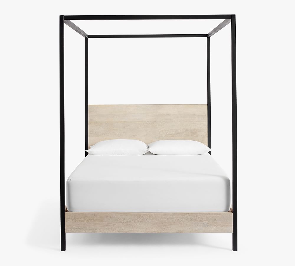 Cayman Wood & Metal Canopy Bed, King, Biscotti - Image 1