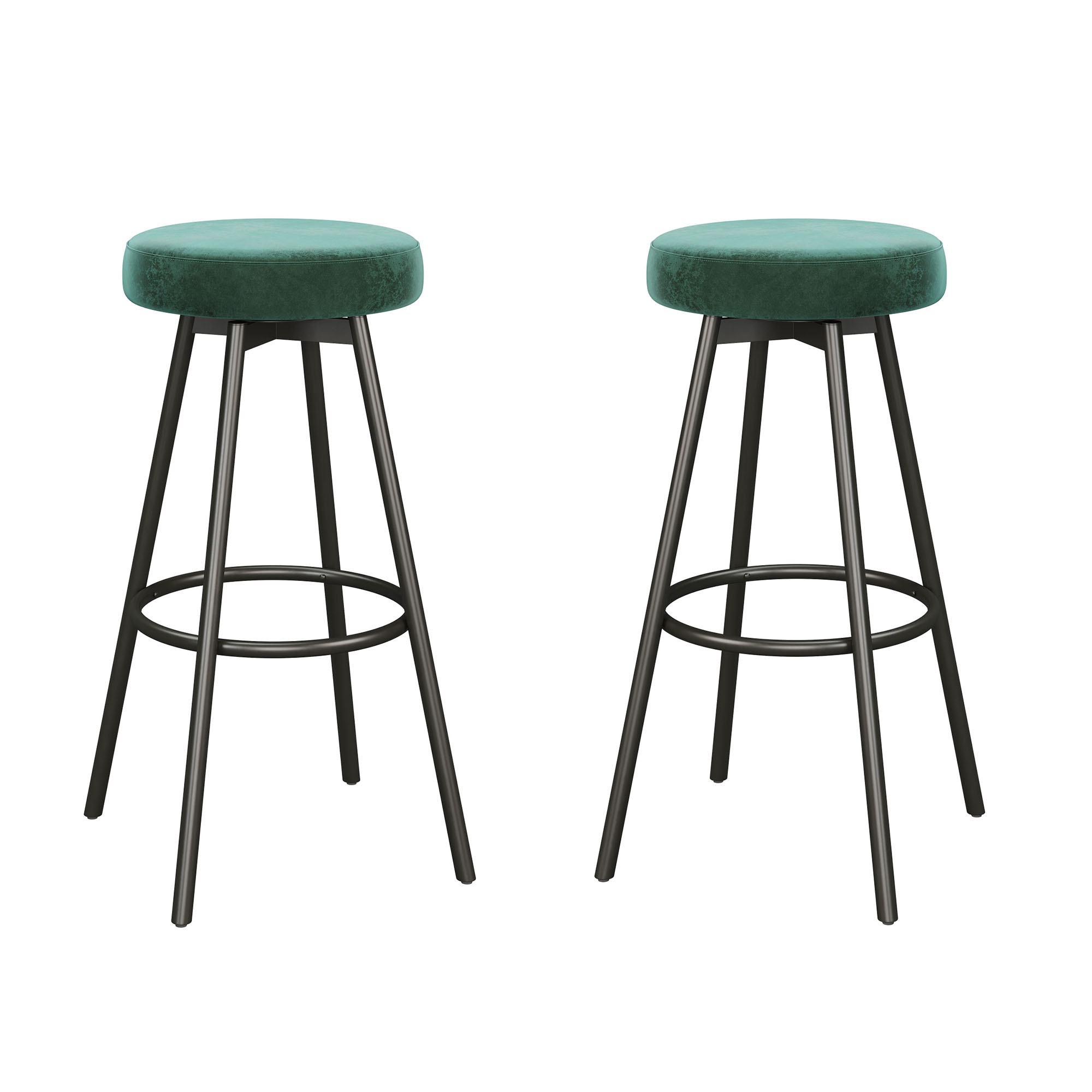 Modern Glam Upholstered Faux Velvet Bar Stool – Emerald - Image 0
