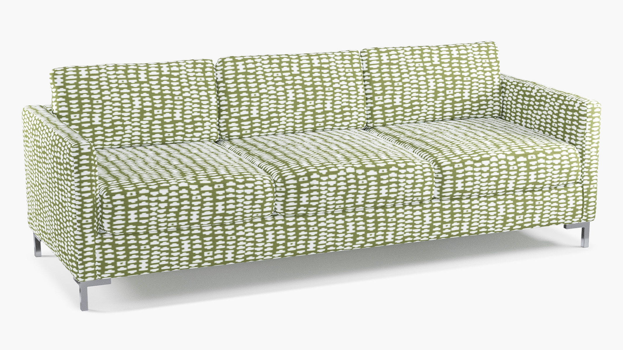 Modern Sofa, Olive Odalisque, Chrome L Leg - Image 1