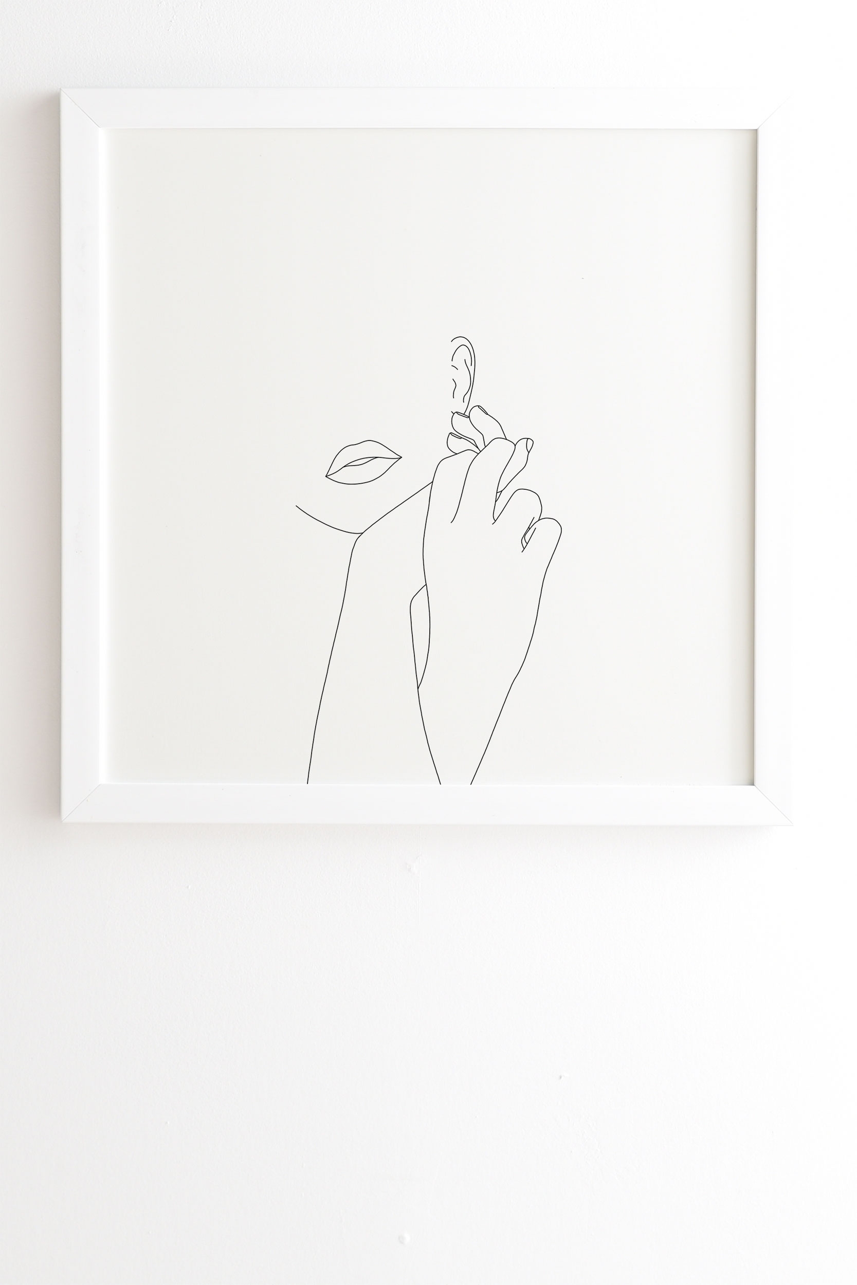 Minimalist Face Illustration by The Colour Study - Framed Wall Art Basic White 30" x 30" - Image 1