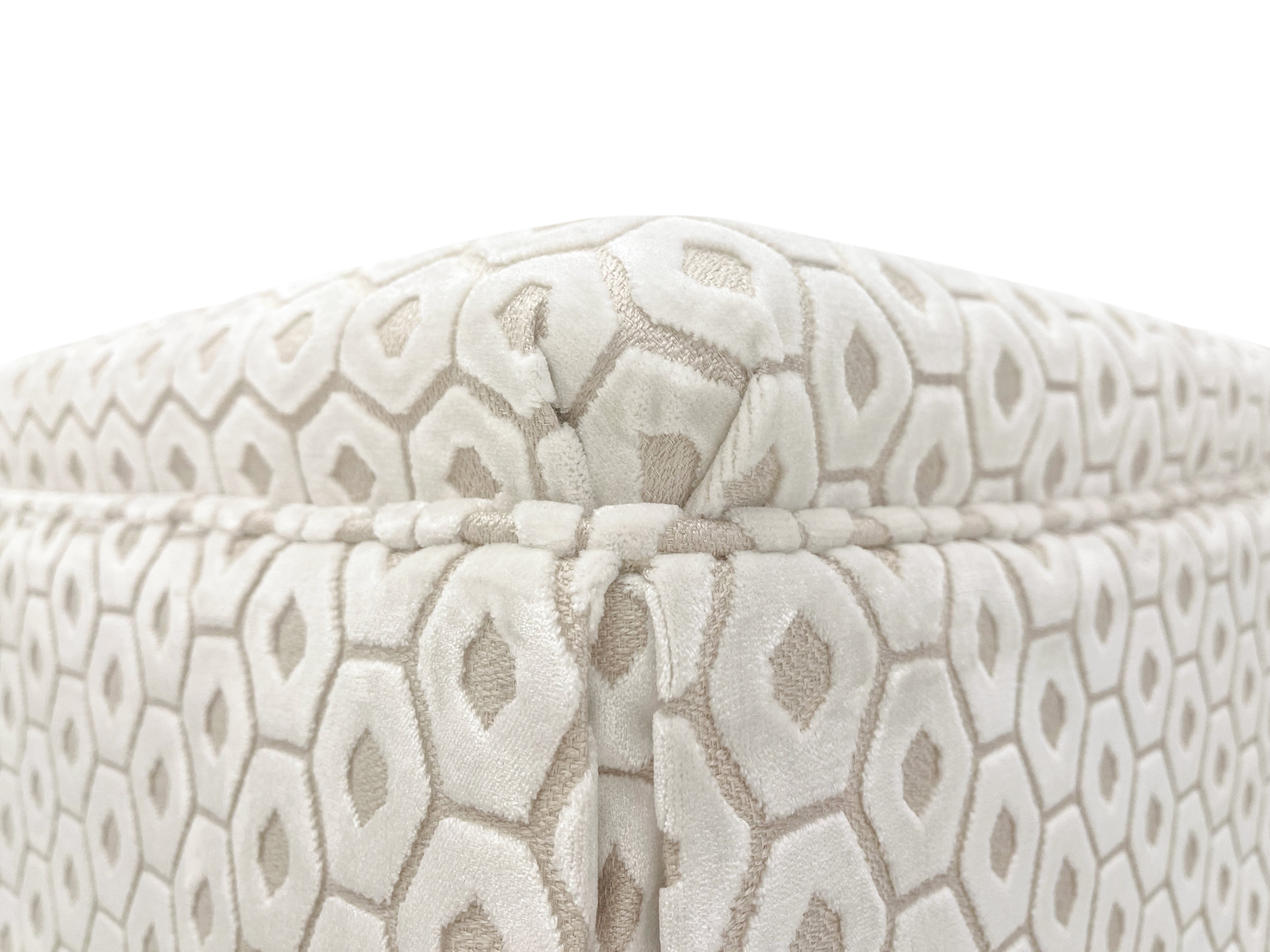 THE SKIRTED OTTOMAN :: PALOMA CUT VELVET  // ALABASTER - Skirted Ottoman - Image 4