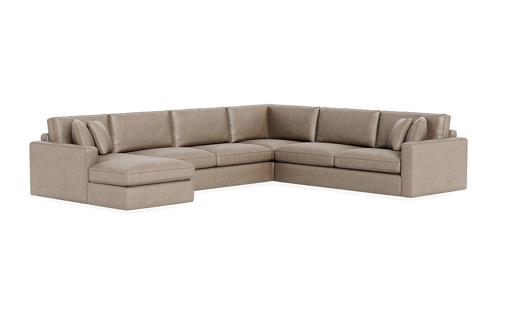 James Leather 4-Piece 5-Seat Corner Chaise Sectional Left - Image 1
