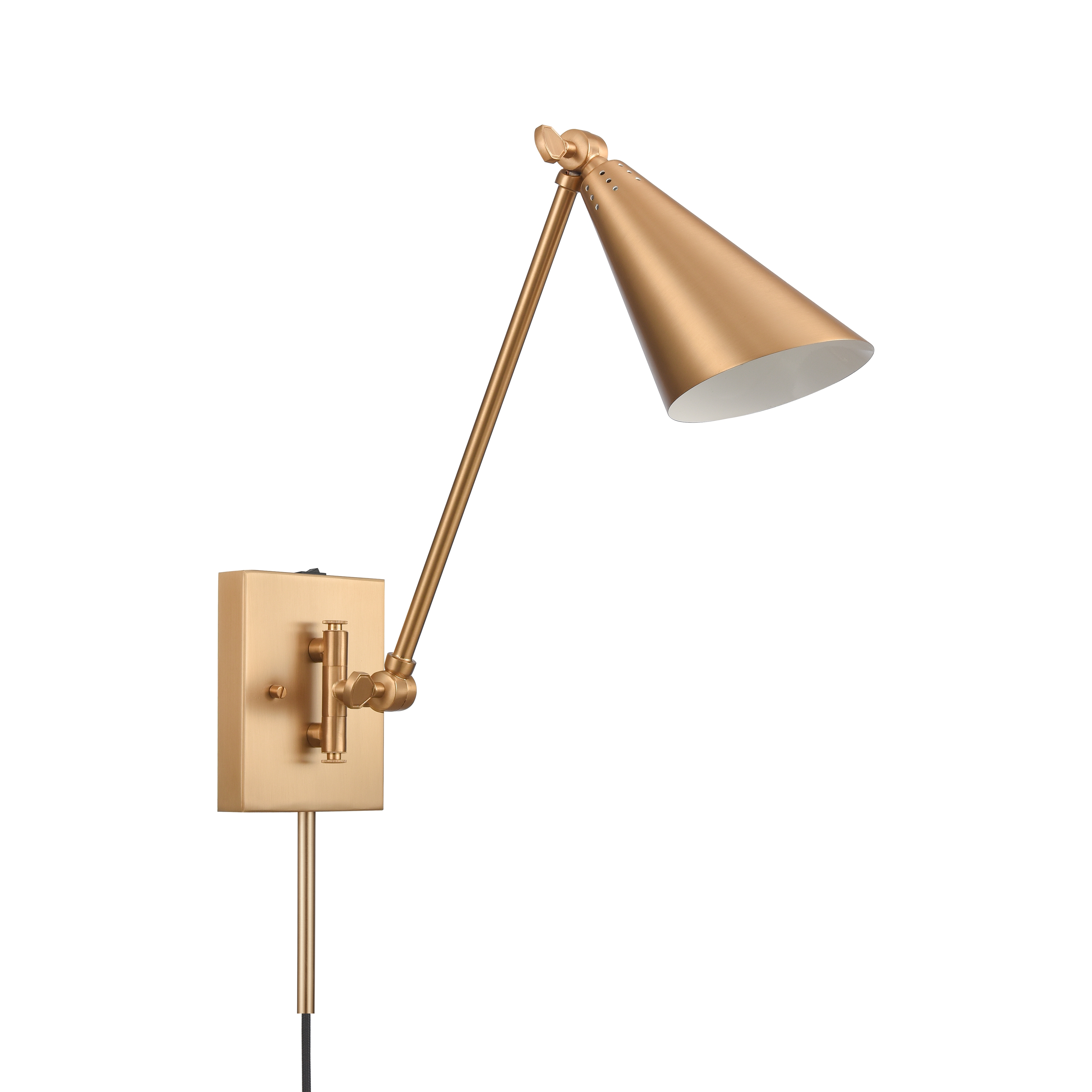 Whitmire 10.5'' High 1-Light Plug-In/Hardwire Sconce - Brushed Gold - Image 8