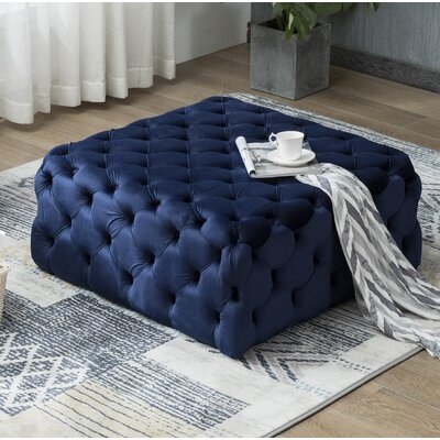 Lauri 35.5" Wide Velvet Tufted Square Cocktail Ottoman - Image 0