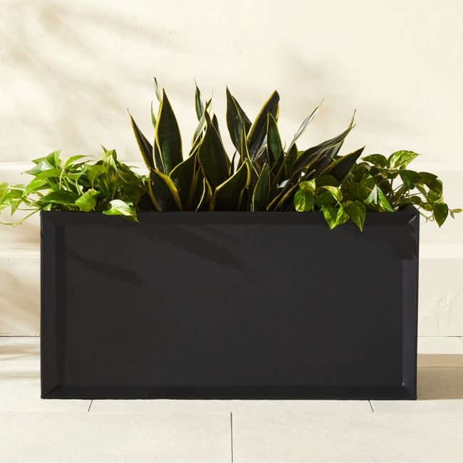 Varo Rectangular Black Metal Indoor/Outdoor Planter 32"x16.25" - Image 0