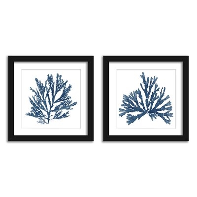 Americanflat Coral Reef In Indigo Bathroom Wall Art - Set Of 2 Framed Prints By Wild Apple - Image 0