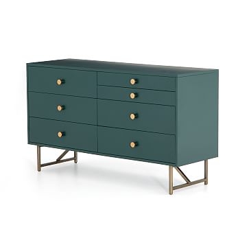 Matte Alabaster & Brass 7-Drawer Dresser - Image 1