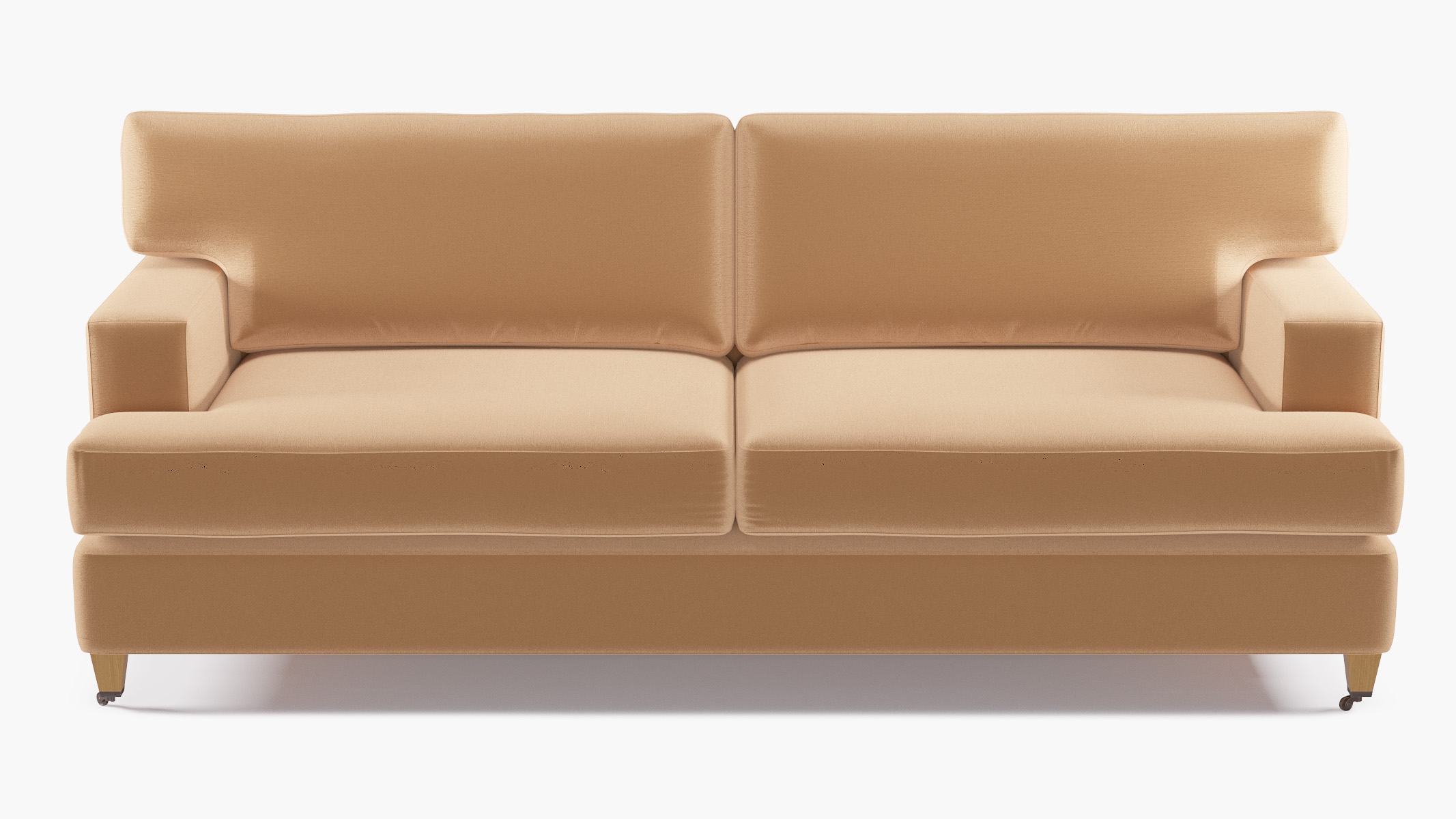 Classic Sofa, Camel Performance Plush Velvet, Natural with Antique Brass Caster - Image 0