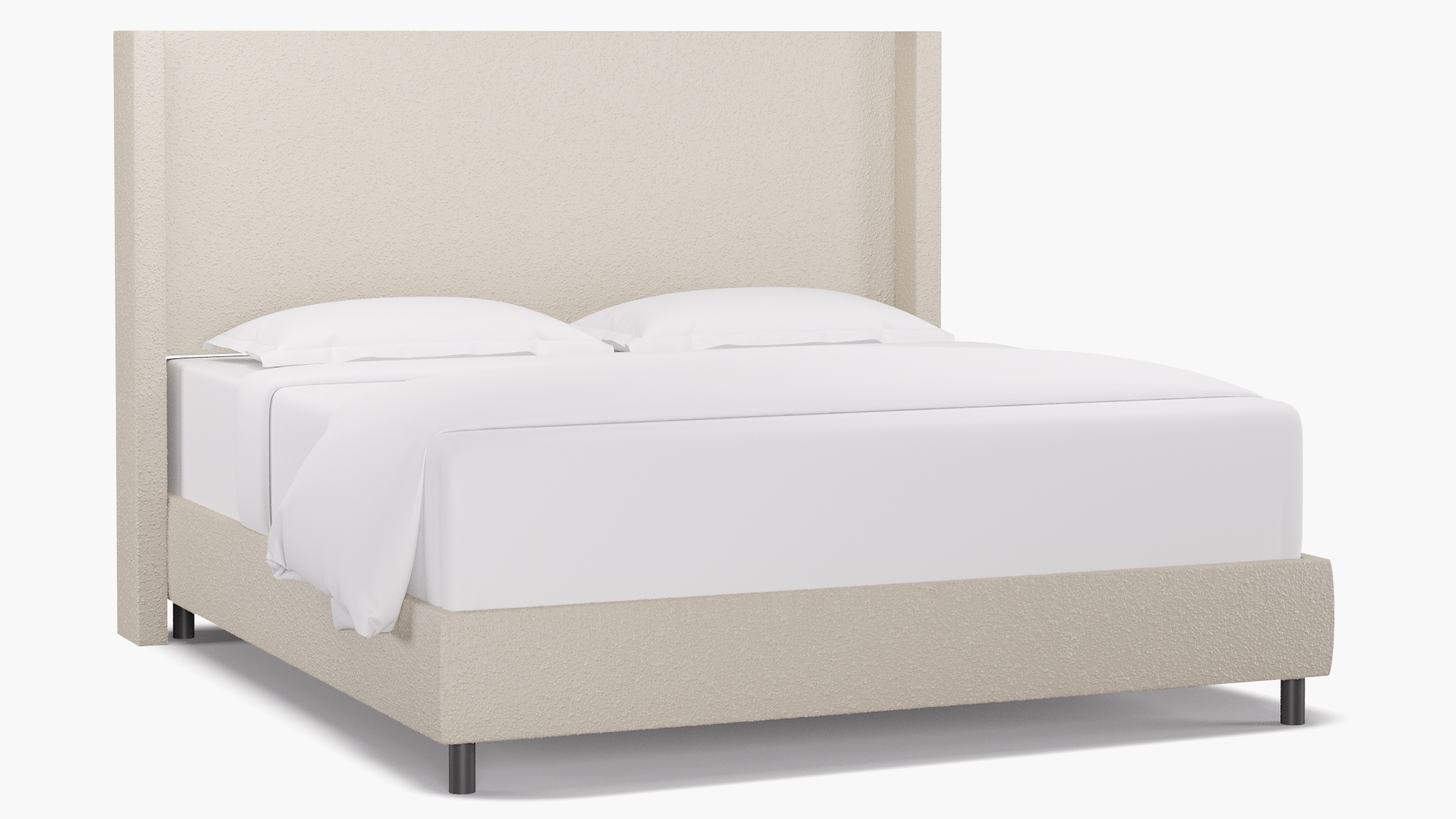 Modern Wingback Bed, Snow Bouclé, King - Image 1