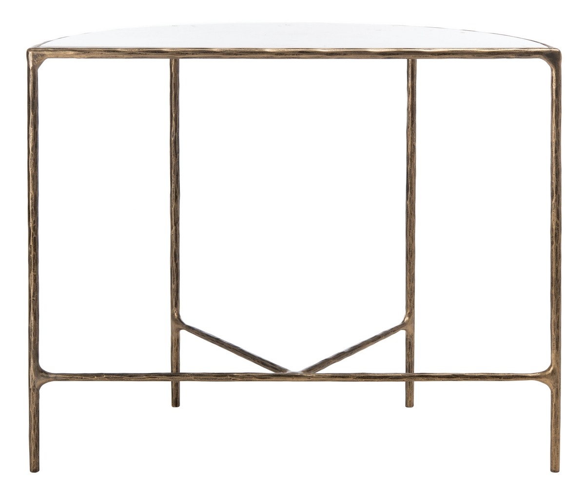 Jessa Forged Metal Console Table - Brass/White - Image 6