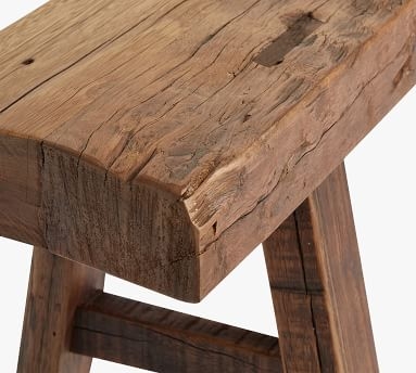 Rustic 60" Reclaimed Wood Bench, Weavers Brown - Image 1