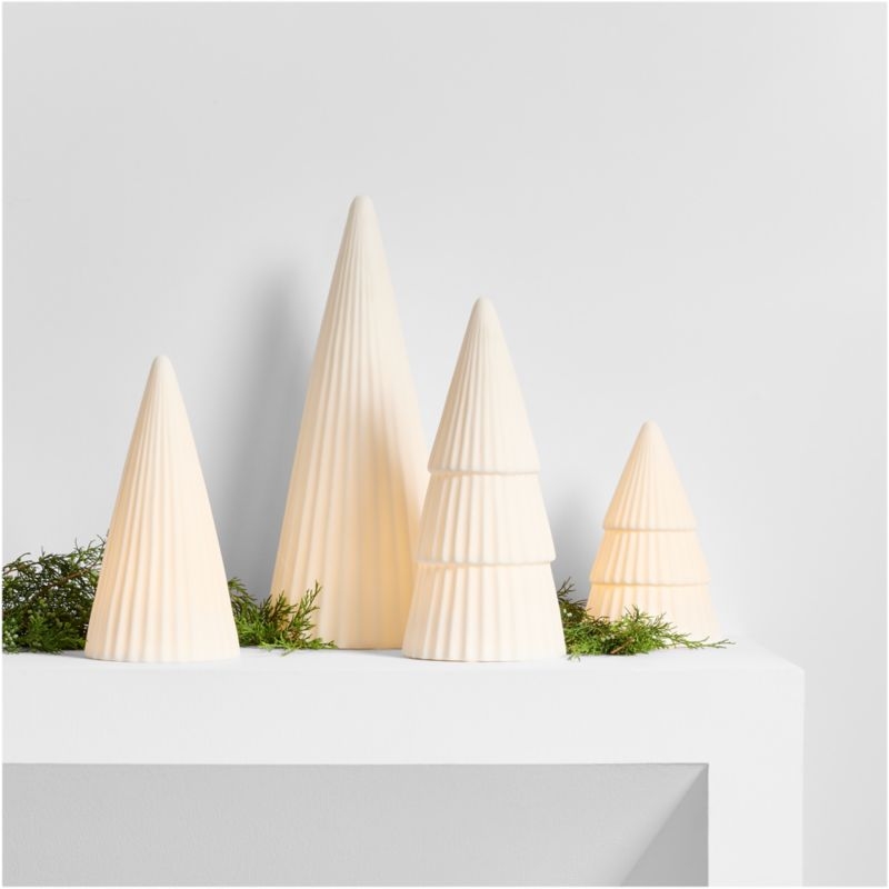 LED White Porcelain Christmas Trees, Set of 4 - Image 4