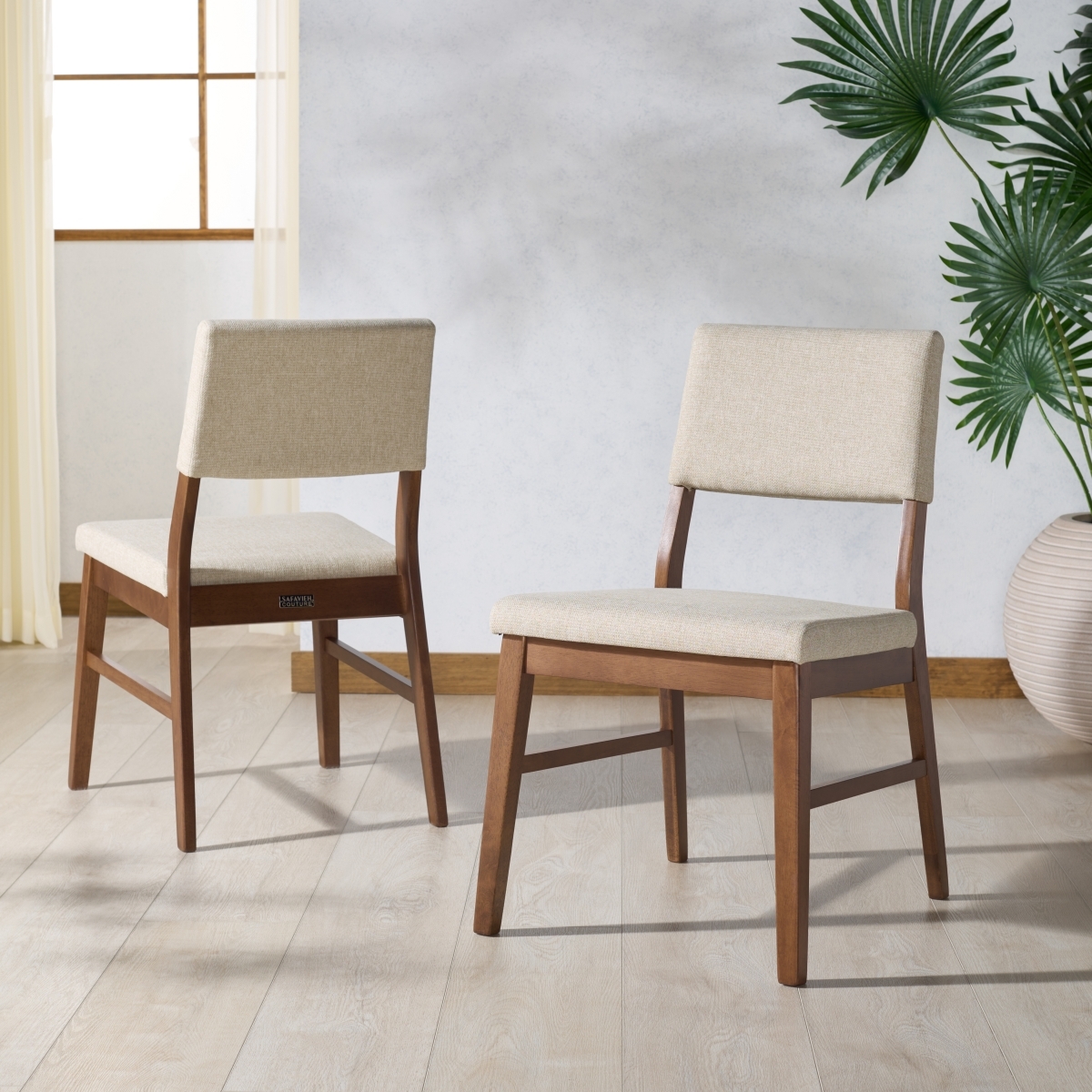 Jessbrina Wood Dining Chair - Walnut / Beige - Image 2