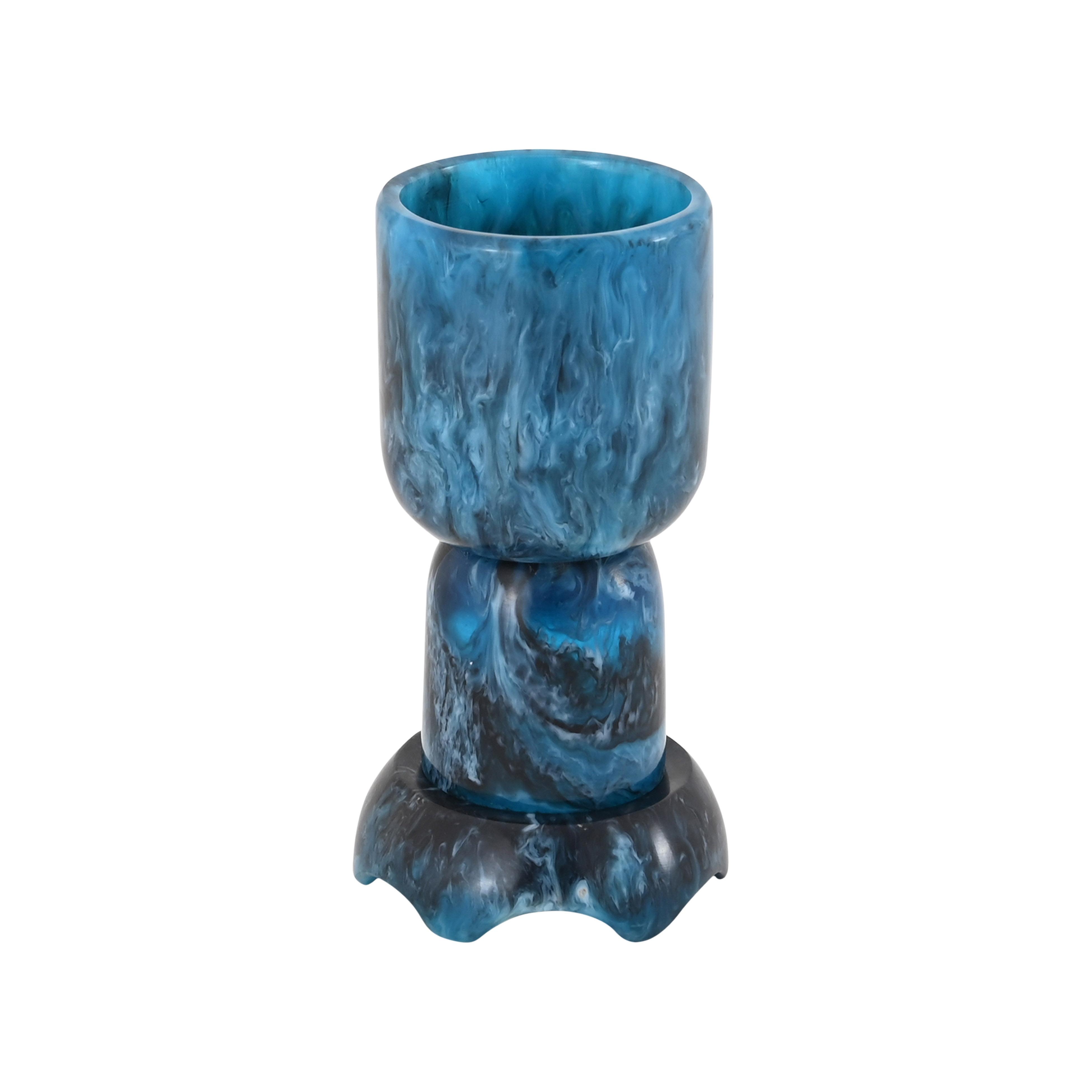 Platform Blue Swirl Resin Kiddush Cup - Image 3