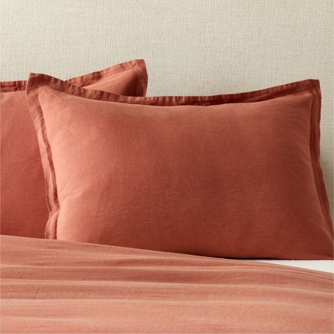 Linen Terracotta Standard Shams Set of 2 - Image 0