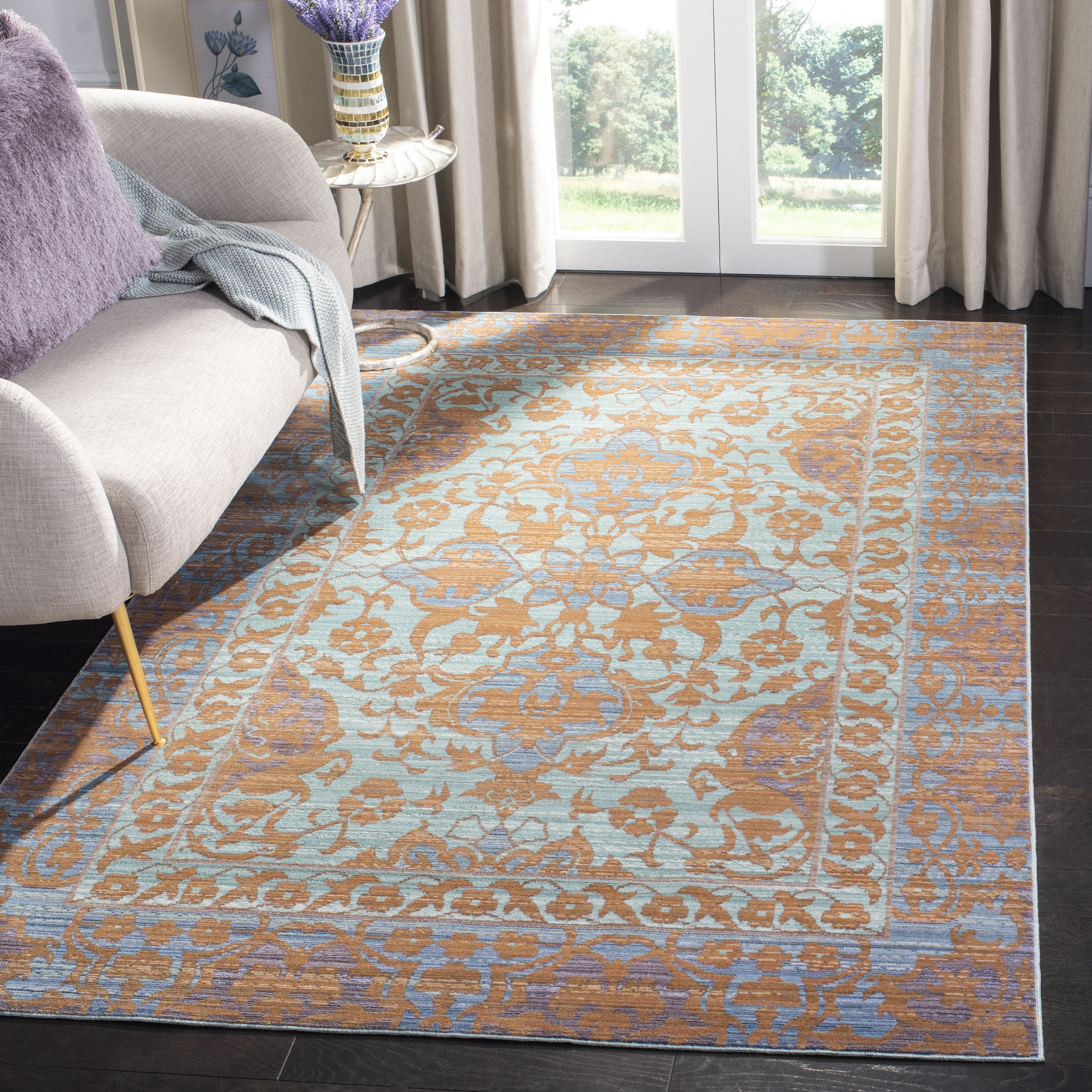 Arlo Home Woven Area Rug, VAL102A, Blue/Gold,  2' X 3' - Image 1