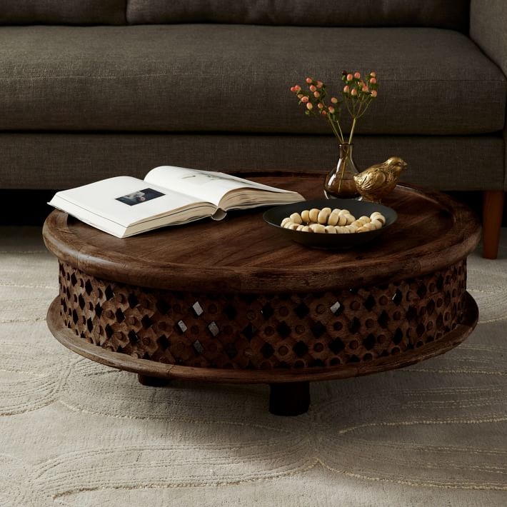 Carved Wood Coffee Table, Cafe - Image 4