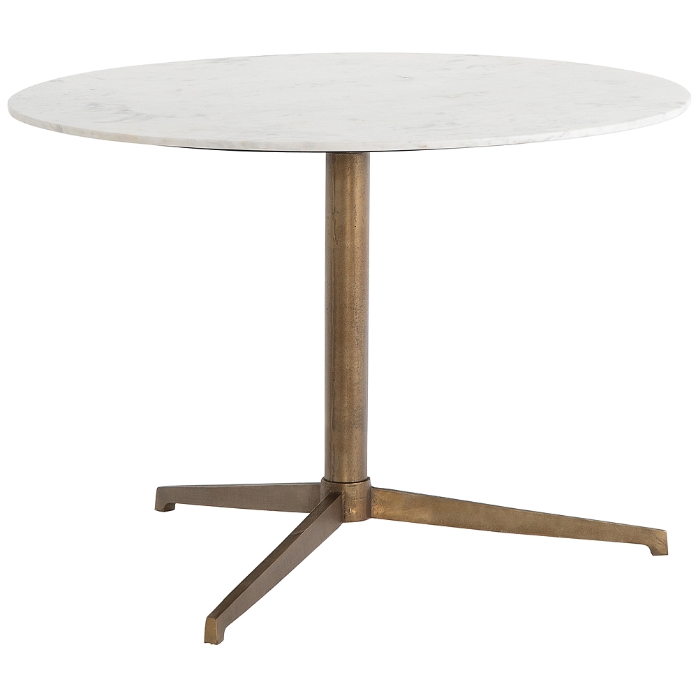 Helen 42" Wide Aluminum and Marble Round Bistro Table - Style # 97T58 - Image 0