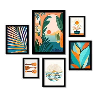 Ocean View Framed On Paper 6 Pieces by Modern Tropical Print - Image 0